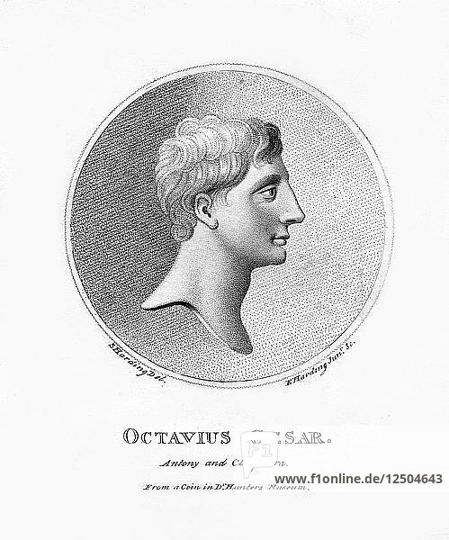 Caesar Augustus  Roman emperor  (19th century). Artist: E Harding
