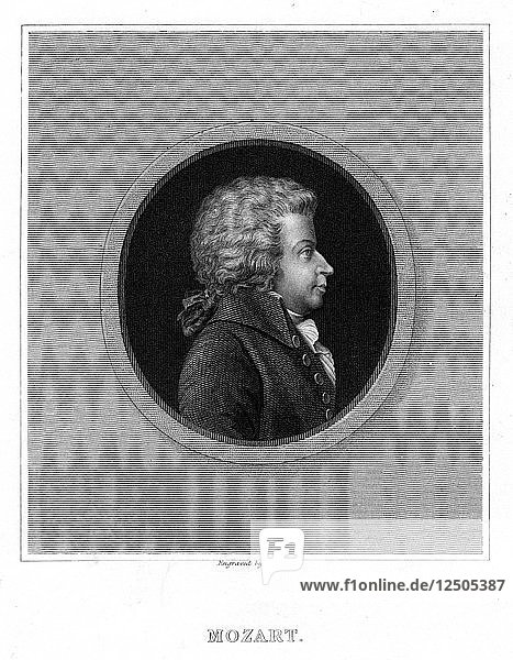 Wolfgang Amadeus Mozart  österreichischer Komponist des 18. Jahrhunderts  1837. Künstler: Unbekannt