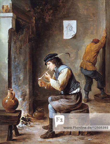 Raucher vor einem Feuer  17. Jahrhundert. Künstler: David Teniers II