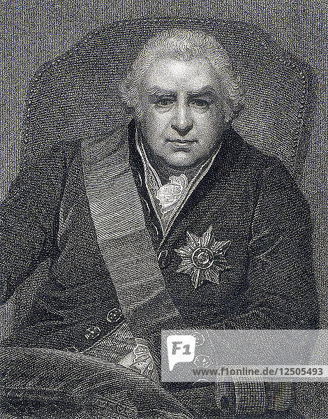 Joseph Banks  Präsident der Royal Society (PRS)  Botaniker  1800er Jahre. Künstler: Thomas Philips
