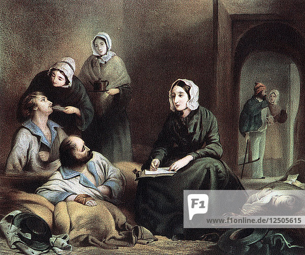 Florence Nightingale  britische Krankenschwester und Krankenhausreformerin  im Krankenhaus von Skutari  Türkei  1855. Künstler: Unbekannt