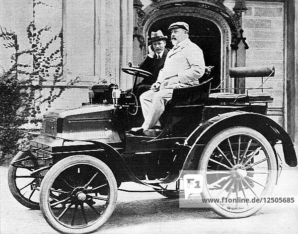 King Edward VII in Lord Montagus 1899 Daimler 12hp  1900. Artist: Unknown