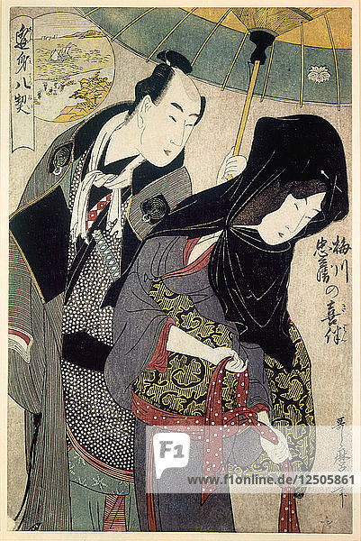 Das Liebespaar  Chubei und Umegawa  Ende 18./Anfang 19. Jahrhundert. Künstler: Kitagawa Utamaro