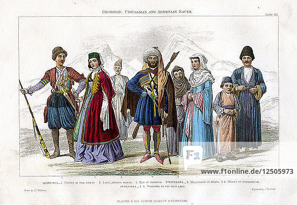 Georgische  tscherkessische und armenische Rassen  1873. Künstler: J. Le Conte