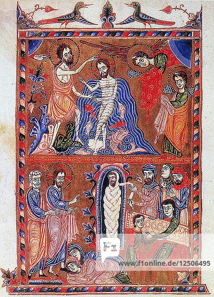 Baptism of Jesus and the Raising of Lazarus  1336. Artist: Sargis Pidsak