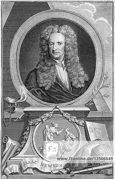 Isaac Newton (1642-1727)  englischer Mathematiker  Astronom und Physiker  1738. Künstler: Jacobus Houbraken
