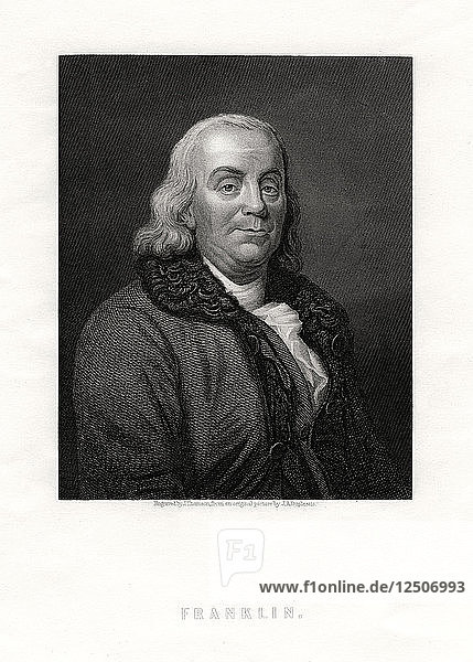 Benjamin Franklin  Politiker und Staatsmann der Vereinigten Staaten  19. Jahrhundert. Künstler: J. Thomson