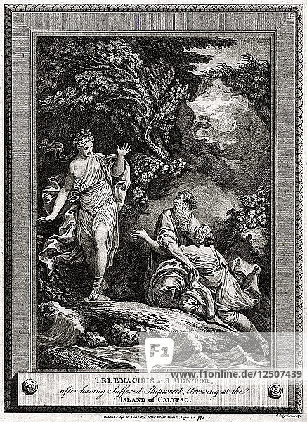 Telemachus und Mentor erreichen nach einem Schiffbruch die Insel Calypso  1774. Künstler: Charles Grignion
