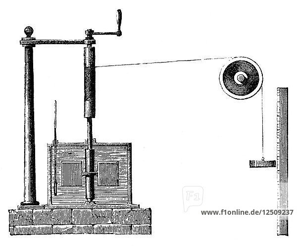 Joules-Apparat zur Bestimmung des mechanischen Äquivalents der Wärme  1872. Künstler: Unbekannt