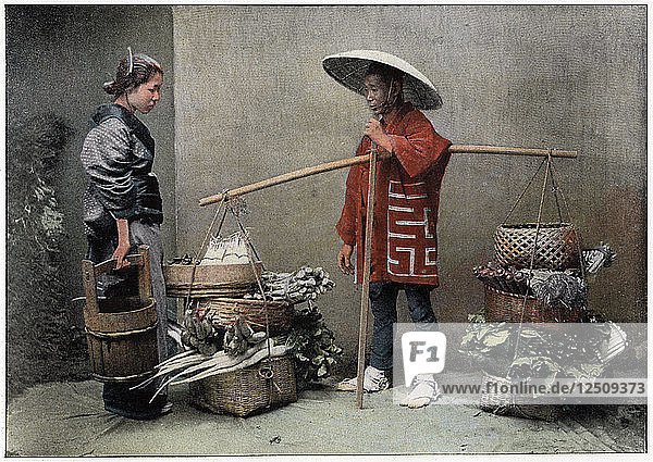 Gemüsehändler in Japan  um 1890. Künstler: Charles Gillot
