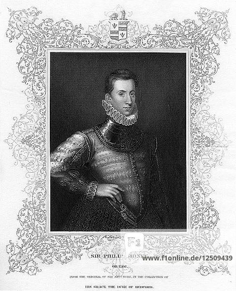 Philip Sidney  englischer Soldat  Staatsmann  Dichter und Mäzen des 16. Jahrhunderts  um 1840. Künstler: Unbekannt
