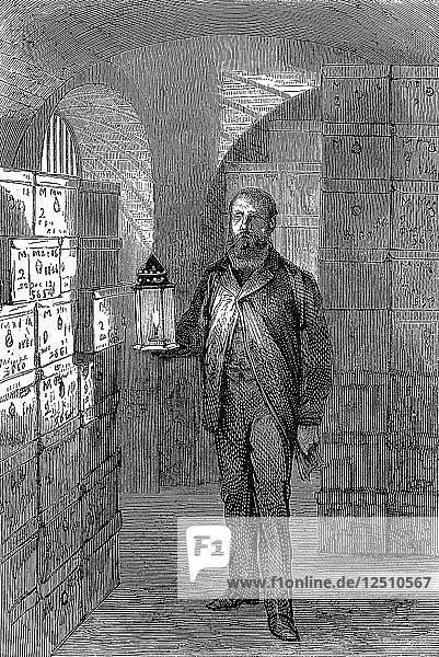 Banknote store in the vaults of the Bank of England  c1870. Artist: Unknown