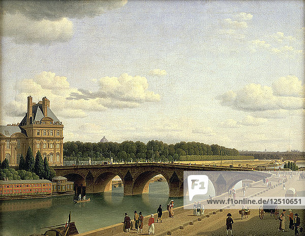 Paris  Blick auf die Pont Royal  Quai Voltaire  1812. Künstler: CW Eckersberg