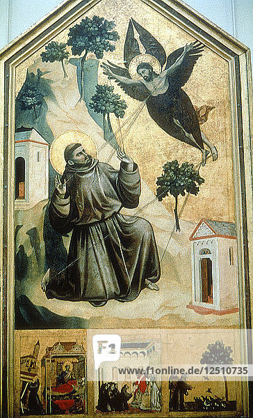 Stigmatisierung des Heiligen Franziskus 1300. Künstler: Giotto