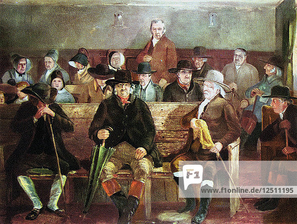 Eine Quäkerversammlung  1839. Künstler: Unbekannt