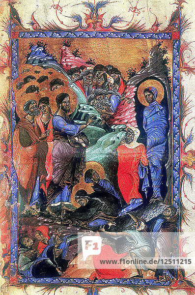 Jesus erweckt Lazarus nach vier Tagen  um 1280. Künstler: Unbekannt