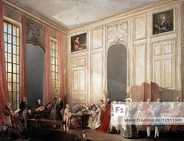Englische Teegesellschaft mit dem Prinzen von Conti im Temple  1766. Künstler: Michel Barthelemy Ollivier