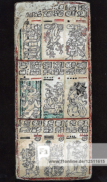 Seite aus dem Dresdner Codex  Maya-Manuskript. Künstler: Unbekannt