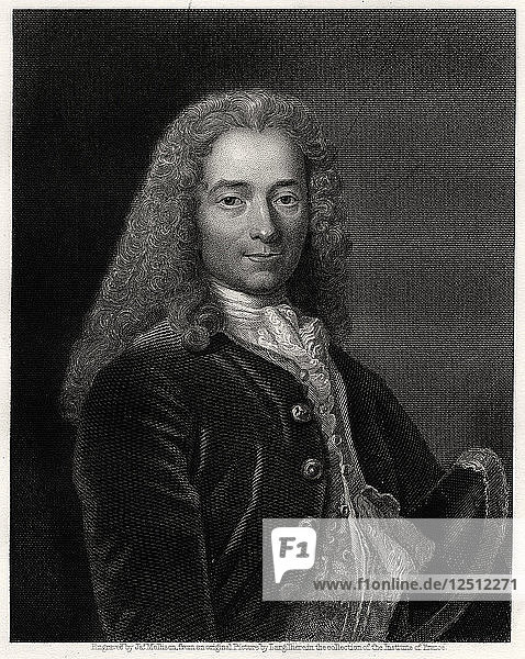 Voltaire  französischer Schriftsteller  Dramatiker  Satiriker und Literat  19. Jahrhundert. Künstler: James Mollison