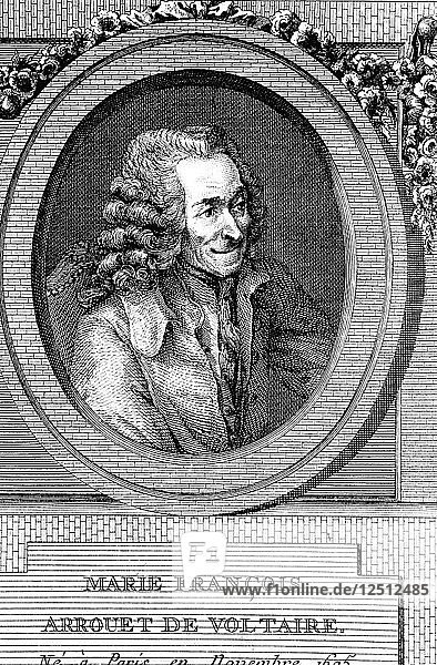 Voltaire  französischer Schriftsteller  Dramatiker  Satiriker und Literat des 18. Jahrhunderts. Künstler: Unbekannt