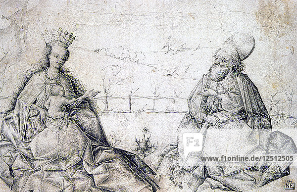Jungfrau und Kind mit dem heiligen Paulus  um 1450. Künstler: Anon