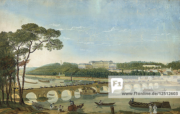 Besuch von König Franz I. und der Königin von Neapel bei Karl X. in St. Cloud  Mai 1830 (19. Jahrhundert). Künstler: Anon