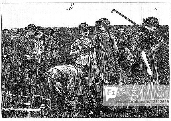 Gangsystem der Kinderarbeit  um 1885. Künstler: Unbekannt
