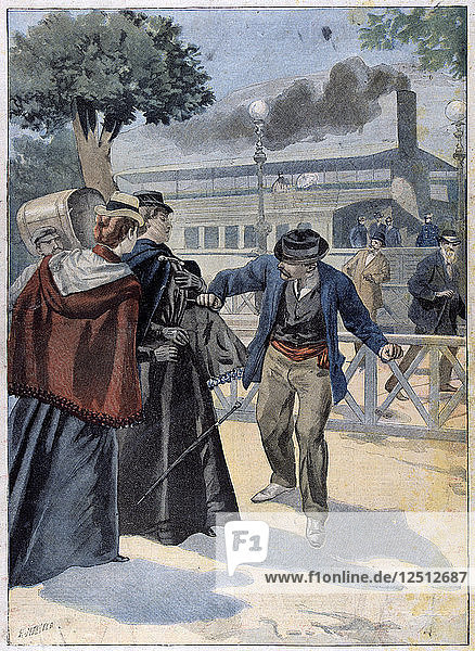 Ermordung Elisabeths von Bayern durch Luigi Lucheni  1898. Künstler: Anon