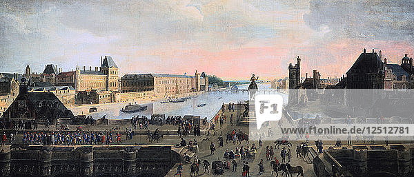 Ansicht der Pont Neuf  Paris  um 1635. Künstler: Anon