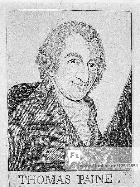 Thomas Paine  in England geborener amerikanischer Revolutionär  Schriftsteller und Philosoph  um 1790. Künstler: Unbekannt