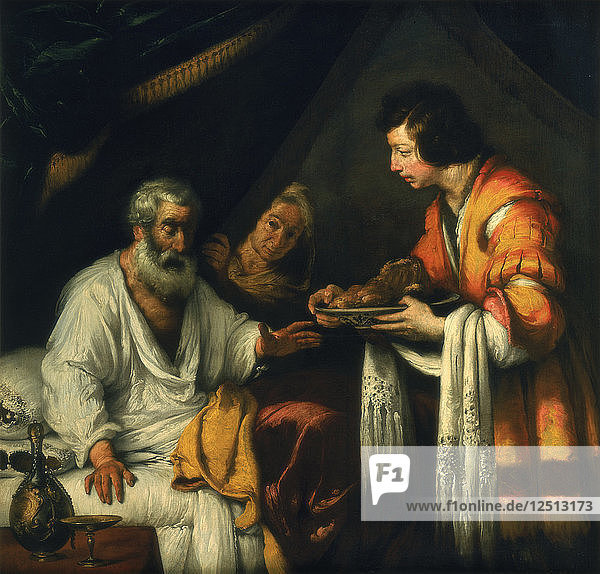 Isaac blesses Jacob  early 17th century. Artist: Bernardo Strozzi