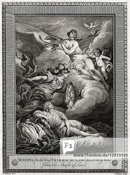 Minerva beschützt Telemachus und bewahrt ihn vor den Wellen der Liebe  1775 Künstler: W Walker