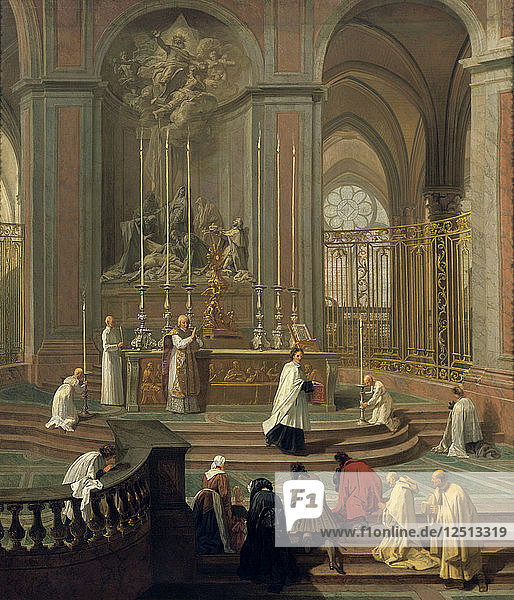 Vom Kanoniker de la Porte gehaltene Messe oder der Hauptaltar von Notre Dame  Paris  1708-1710. Künstler: Unbekannt