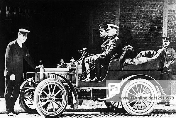 Charles Rolls at the wheel of a 1904 Royce car  c1904. Artist: Unknown