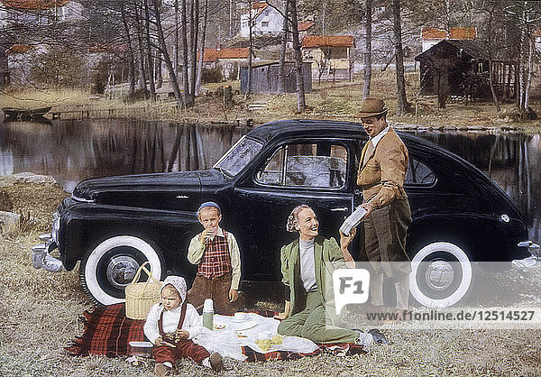 Werbeplakat für einen Volvo 444  1953. Künstler: Unbekannt