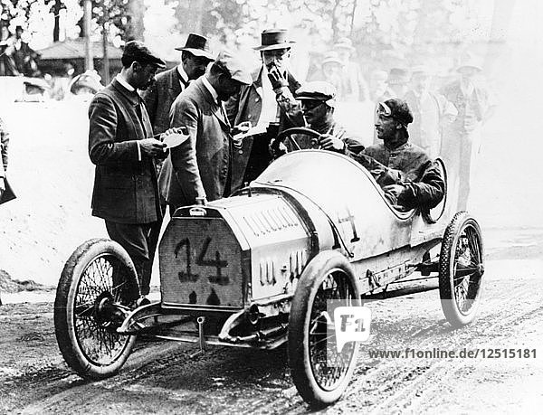 Bugatti Typ 13  der am Großen Preis von Frankreich  Le Mans  1911  teilnahm. Künstler: Unbekannt