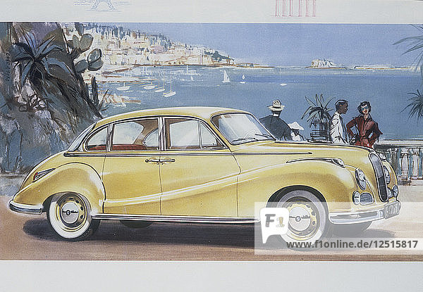 Werbeplakat für ein BMW 502 Auto  1957. Künstler: Unbekannt