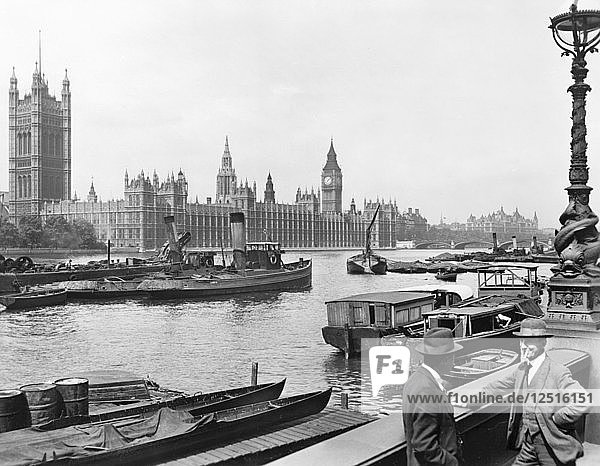 Houses of Parliament from Albert Embankment  Westminter  London  c1930s. Artist: Unknown