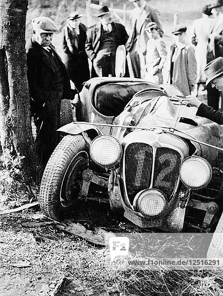 Crash of the Le Mans 24 Hours winner at Spa  Belgium  1938. Artist: Unknown