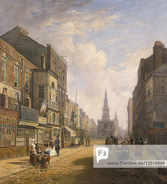 The Strand  Blick nach Osten von Exeter Change  um 1824. Künstler: Caleb Robert Stanley
