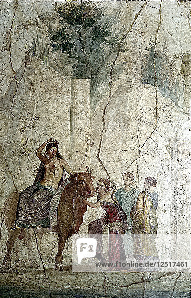Römisches Wandgemälde Die Vergewaltigung der Europa  Haus des Jason  Pompeji  Italien. Künstler: Unbekannt