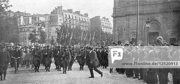 Mobilized French troops marching in Paris  France  August 1914. Artist: Unknown