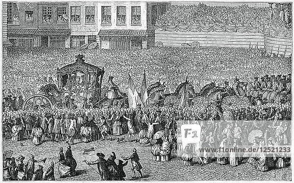 Pferdekutsche in einer Parade  1782  (1885).Künstler: Moreau