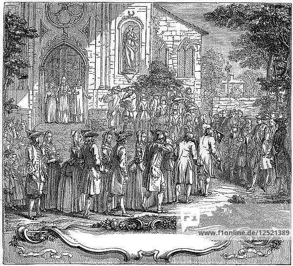 Heirat von zehn armen Mädchen  1761  (1885).Künstler: Hubert Francois Gravelot