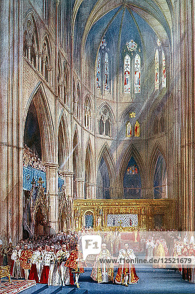 Die Anerkennung  Krönungszeremonie von George VI.  Westminster Abbey  London  12. Mai 1937  Künstler: Henry Charles Brewer
