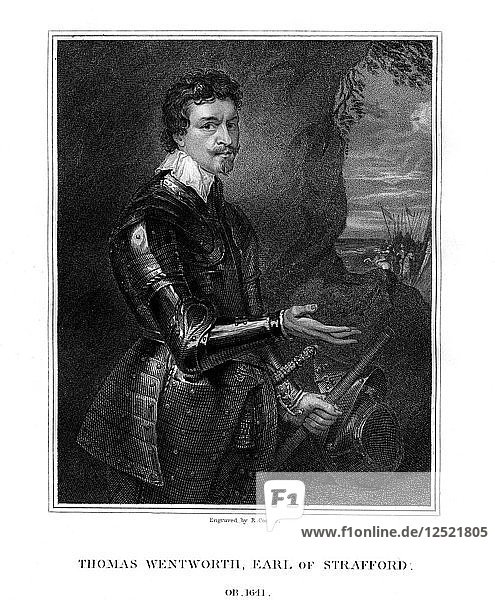 Thomas Wentworth  1. Earl of Strafford  englischer Staatsmann  (1823).Künstler: R. Cooper