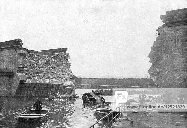 Die Brücke bei Trilport  1. Schlacht an der Marne  Frankreich  5. bis 12. September 1914. Künstler: Unbekannt
