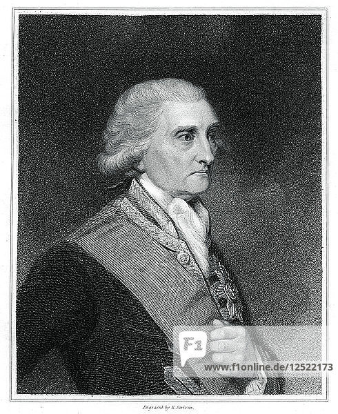 George Brydges Rodney  1. Baron Rodney  britischer Marineoffizier  (1833).Künstler: E Scriven
