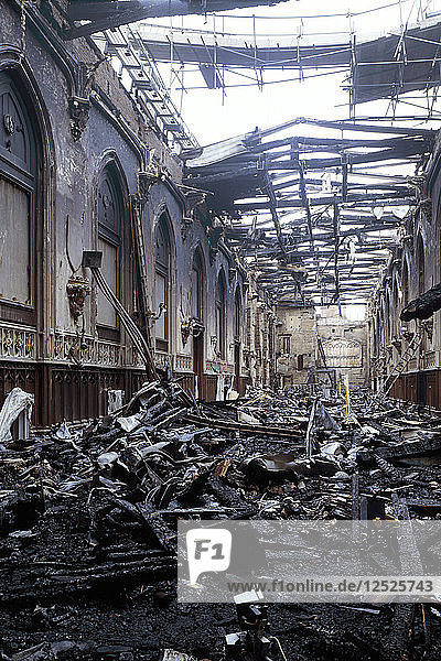 Brandschaden in St. Georges Hall  Schloss Windsor  Windsor  Berkshire  1992. Künstler: Unbekannt