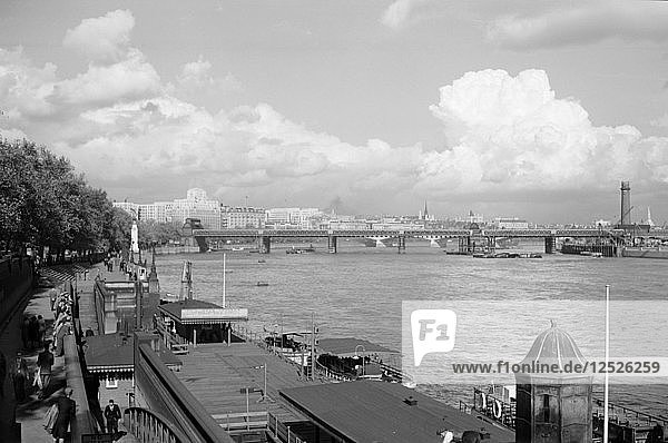 A view of Hungerford Bridge  Lambeth  London  c1945-1965. Artist: SW Rawlings